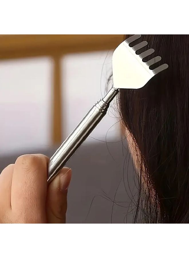 Retractable Back Scratcher Heavy Duty Stainless Steel Extendable With Massager Tip - Image 4